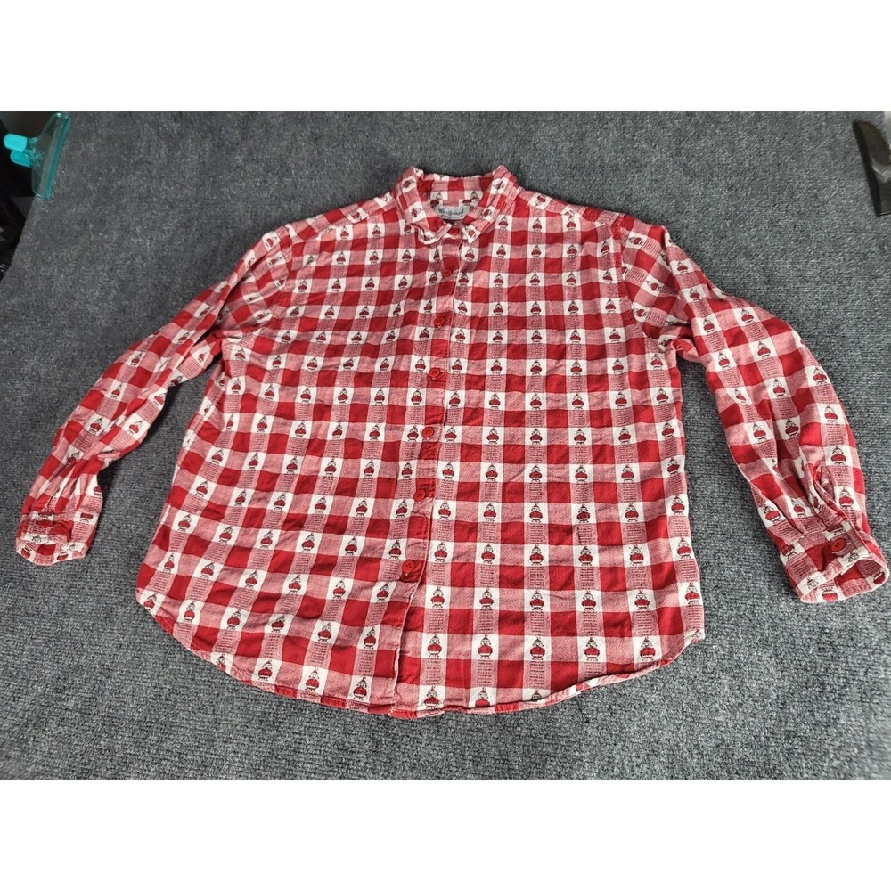 Vintage 90s Westbound Santa Gingham Shirt Womens L Red Plaid Christmas Button Up